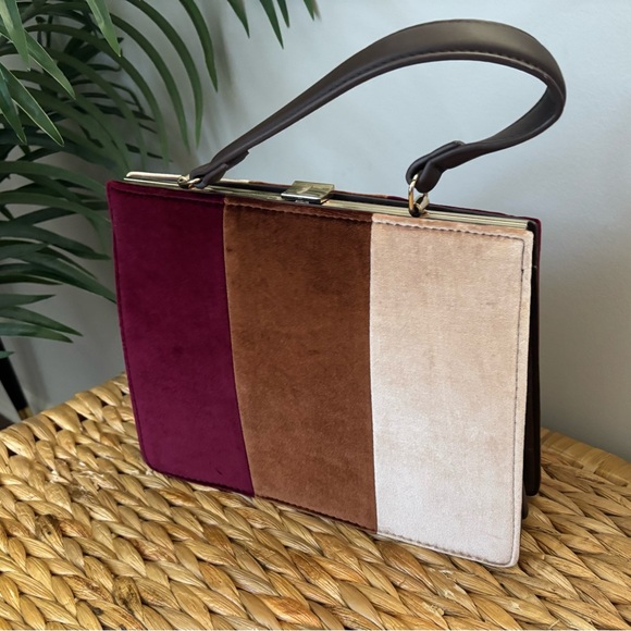 Anthropologie Tri-Color Velvet Handbag - Picture 4 of 9